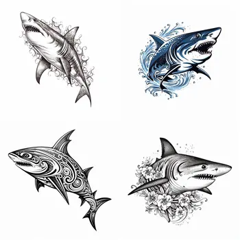 Татуировка с акулой | Простая татуировка с акулой | Цифровая загрузка флэш-тату | Контур татуировки с акулой, маленькие татуировки с акулами, Гавайская татуировка с акулой